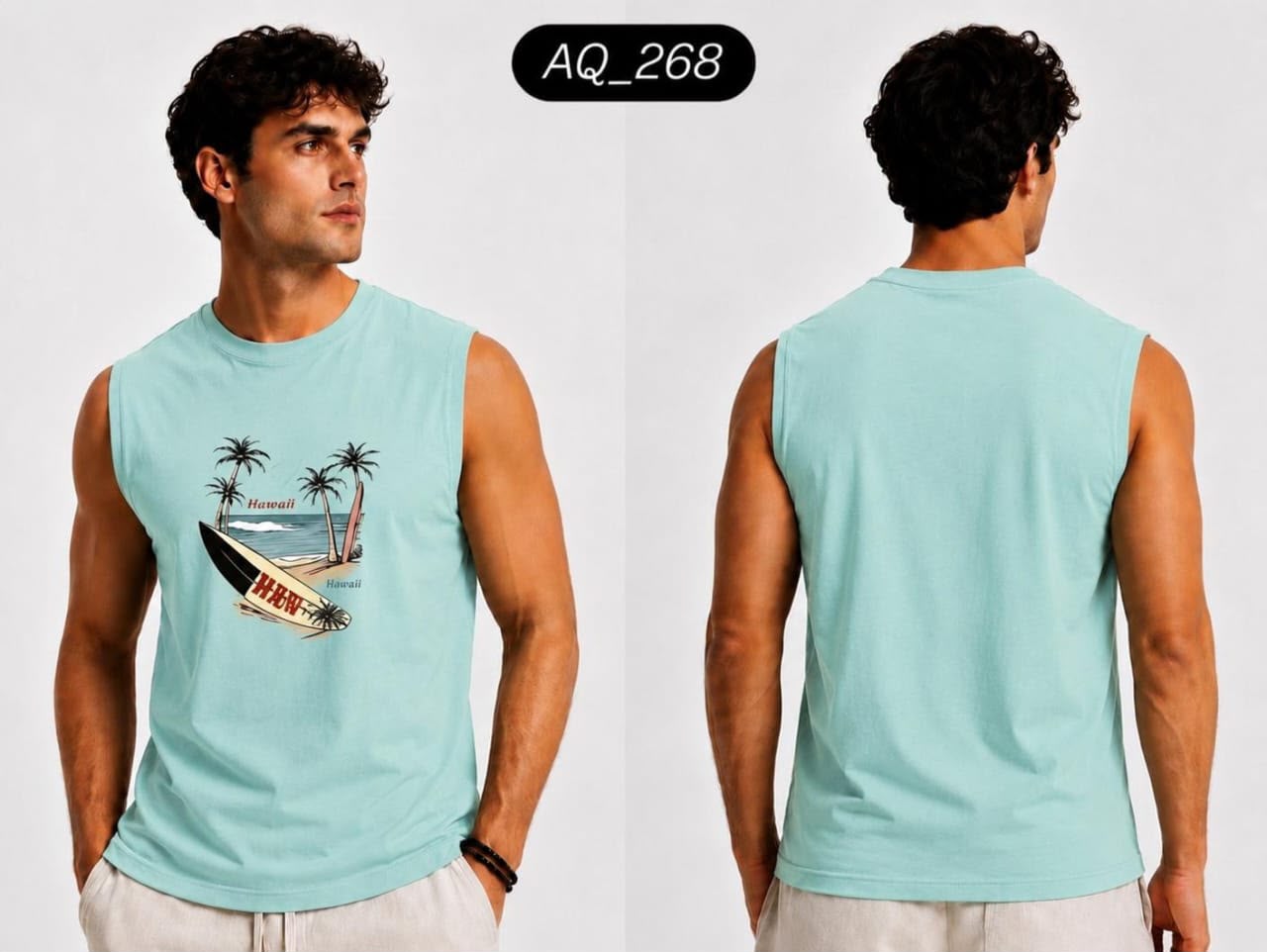 تيشيرت كات رجالي مطبوع – Aqua-268