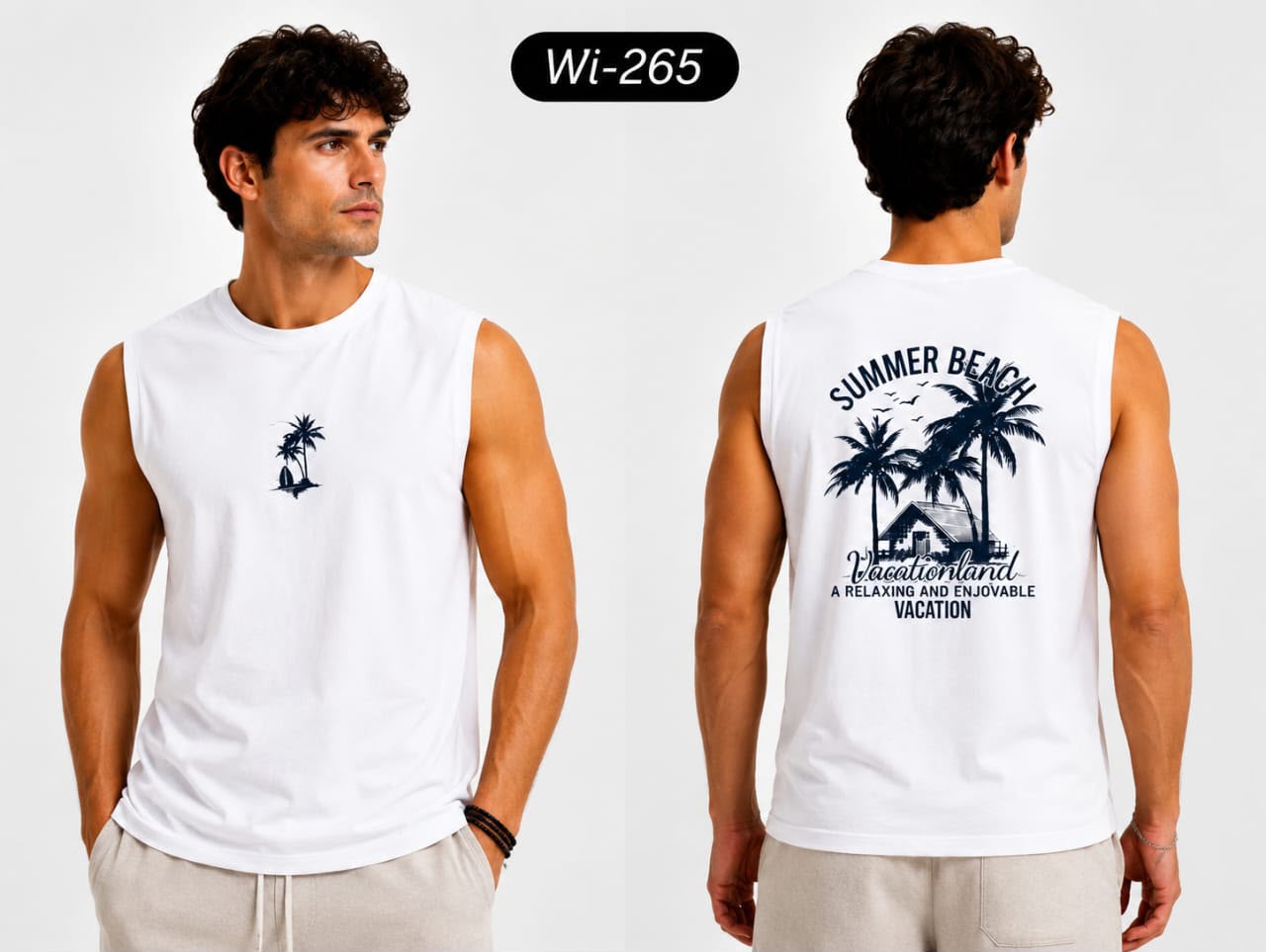 تيشيرت كات رجالي مطبوع – White-265